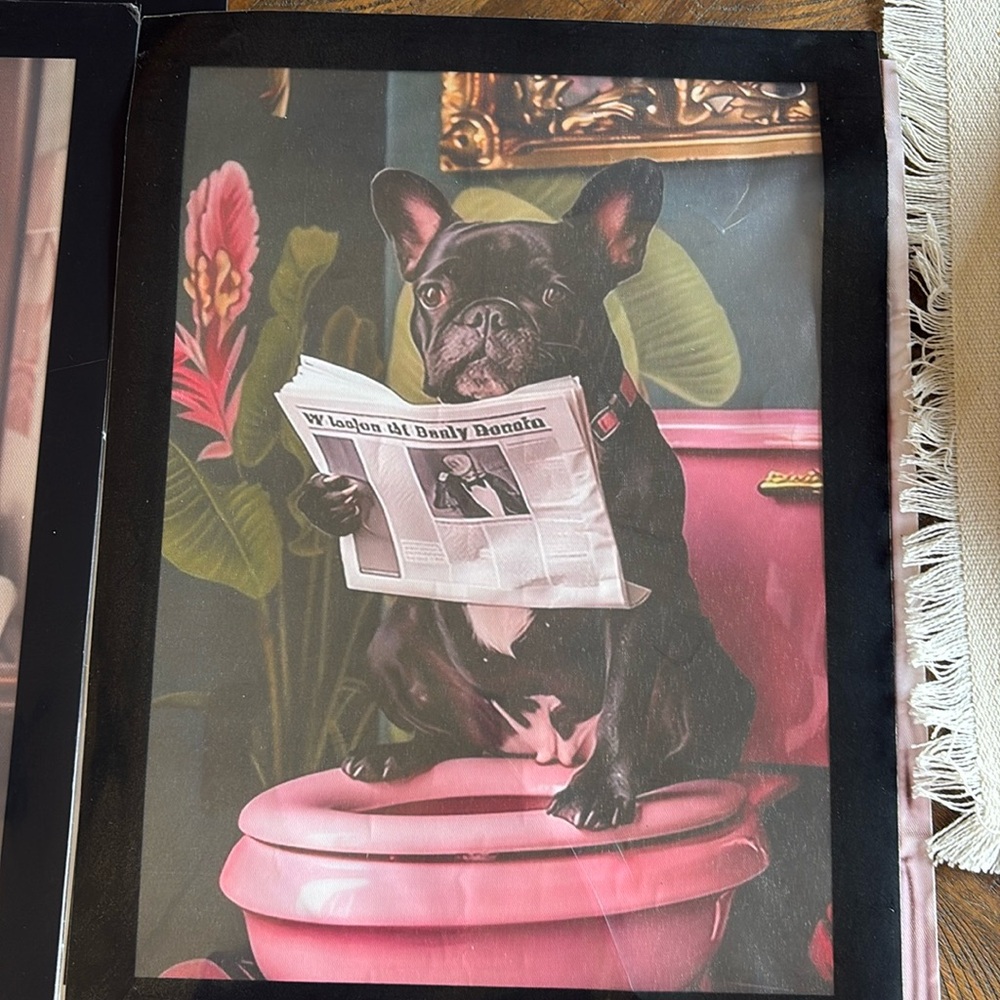 Two black French bulldog prints